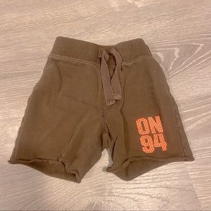 Old Navy baby boy brown & orange sweatshorts 6-12M EUC